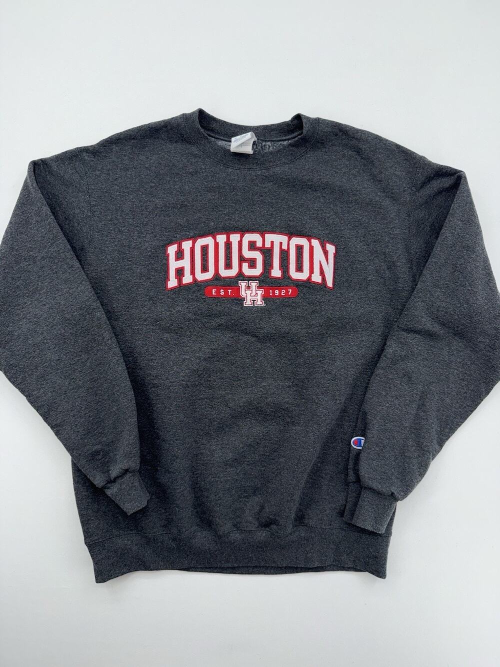 Houston Cougars Granite Heather Champion Campus Screened Crew Sweatshirt Large